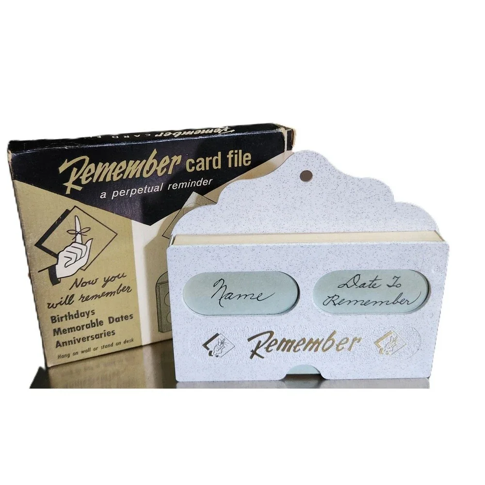 Vintage 1960 Remember Card File No.750 Oyster White Perpetual Date Reminder